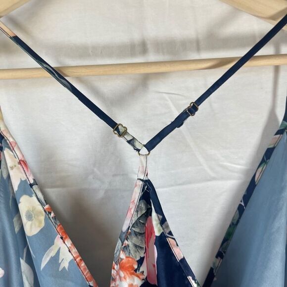 Anthropologie Flora Nikrooz Renata Luxury Lingerie Blue Floral Romper Sz… - Picture 11 of 11